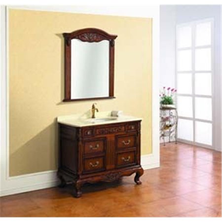 HIGHKEY Solid Wood And Plywood Frame Reddish Brown Finish Mirror LR637285